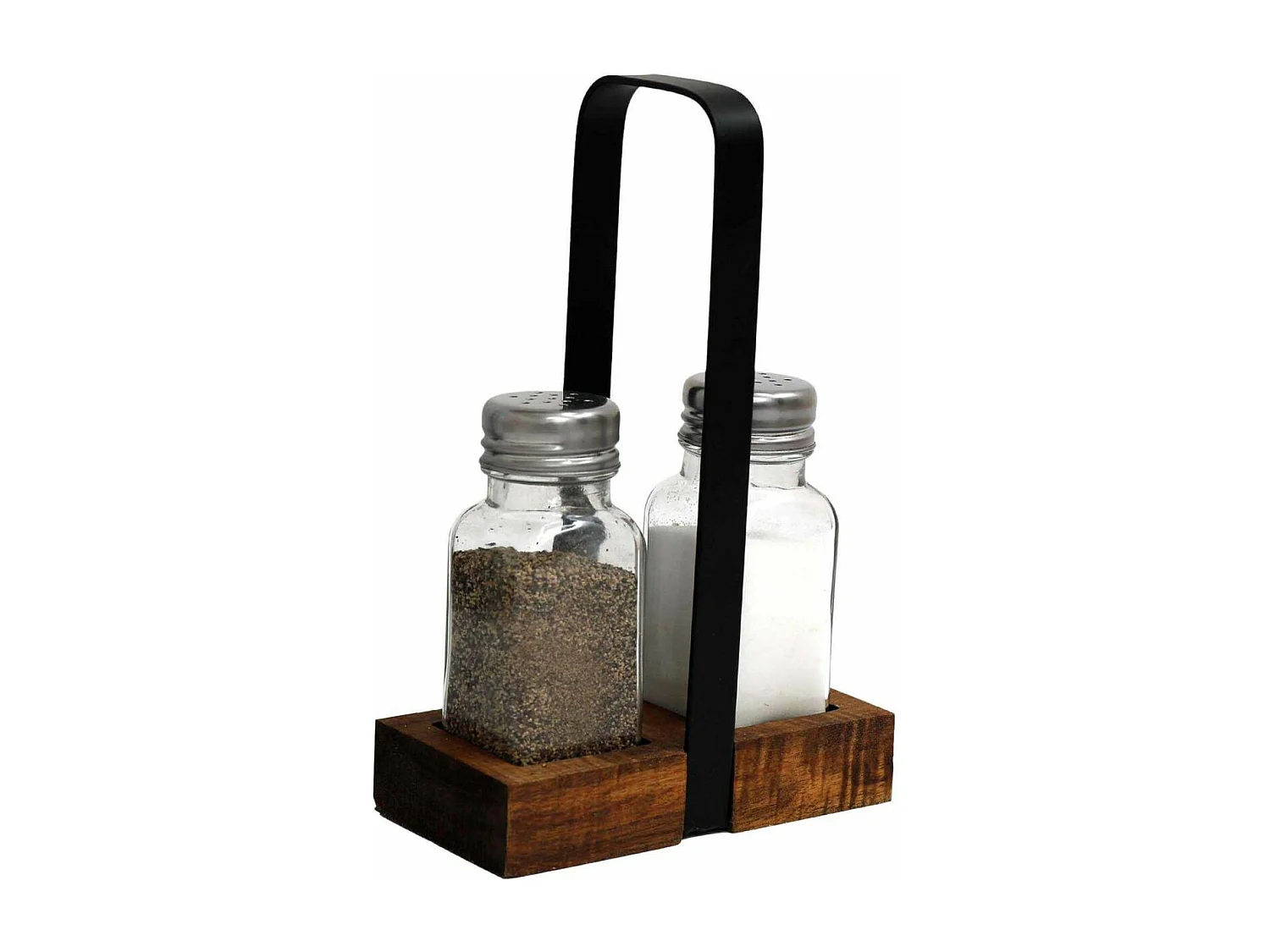 Set salière et poivrière support en acacia