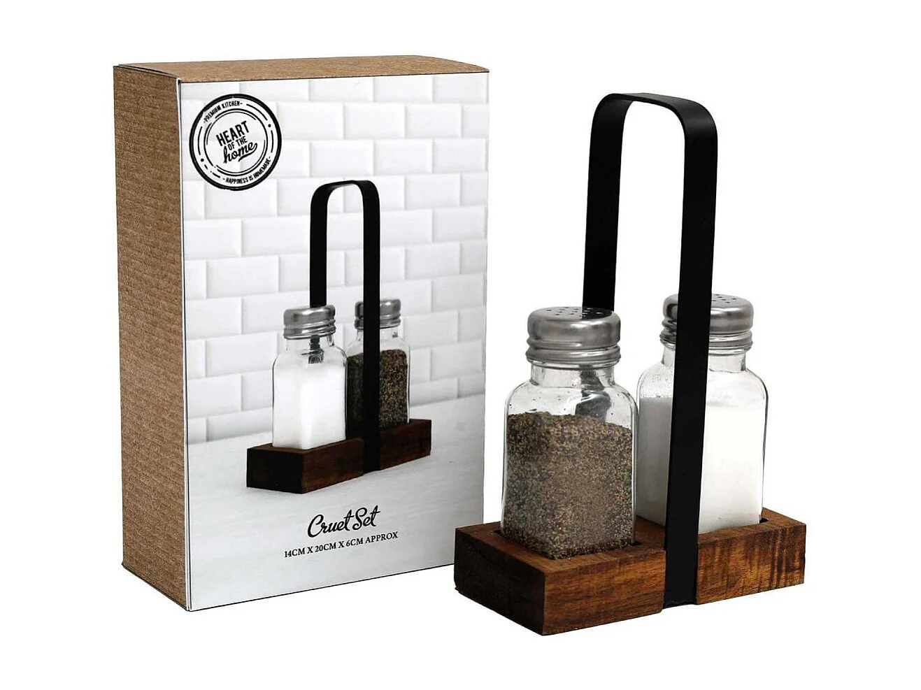 Set salière et poivrière support en acacia