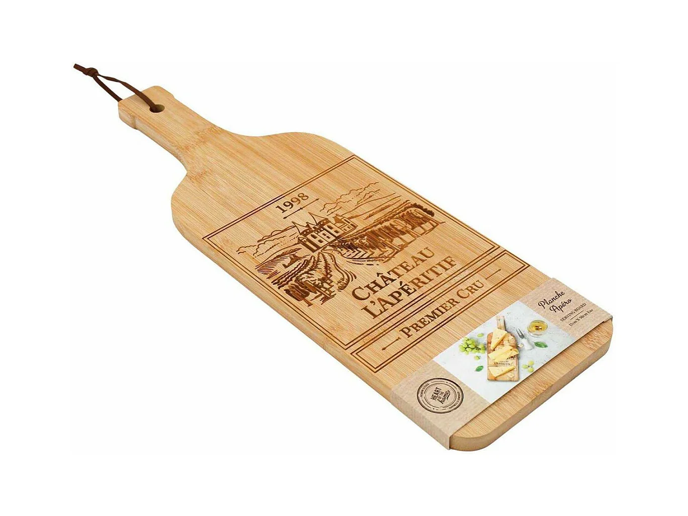 Planche apéro en bambou Bouteille de vin 50 cm