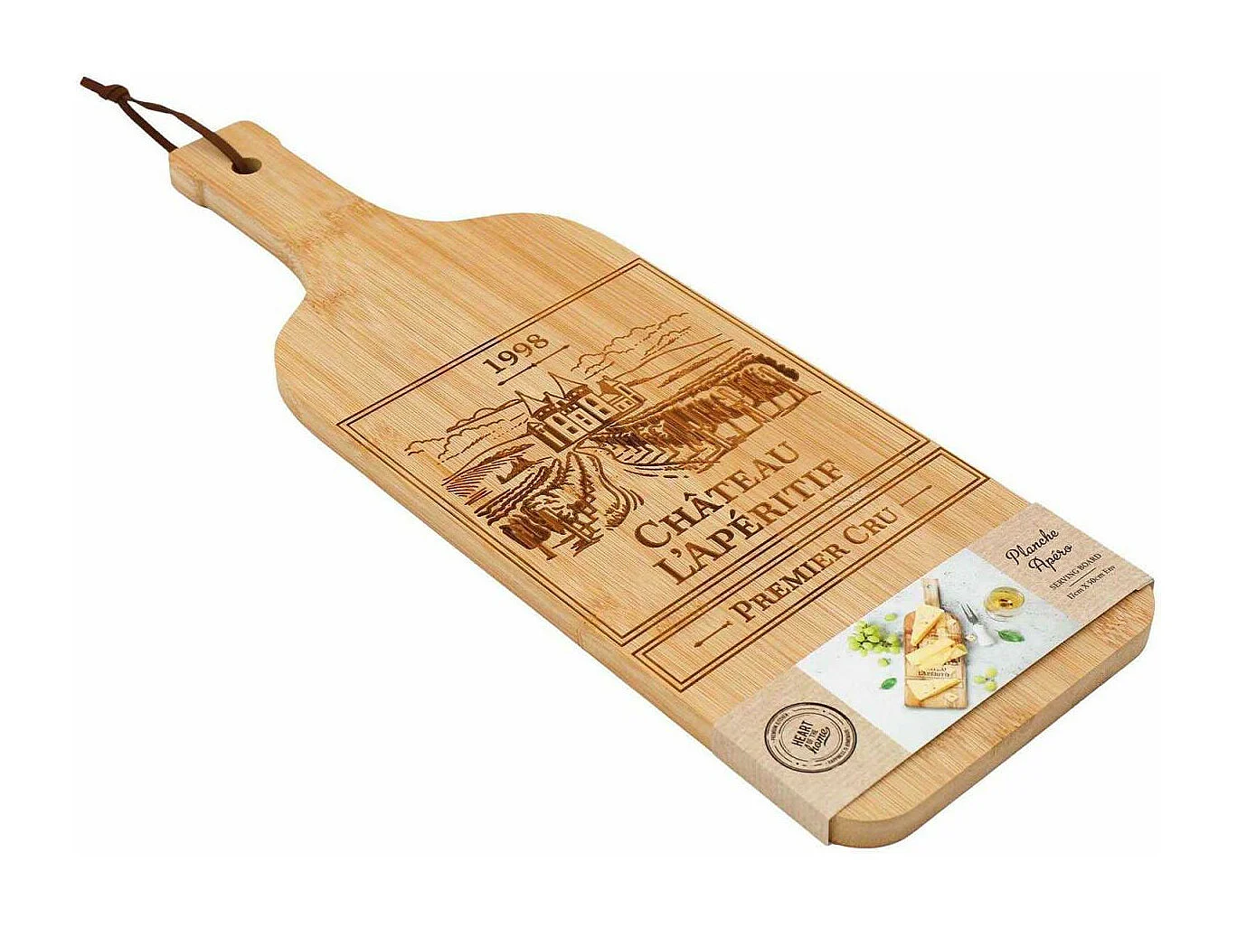 Planche apéro en bambou Bouteille de vin 50 cm