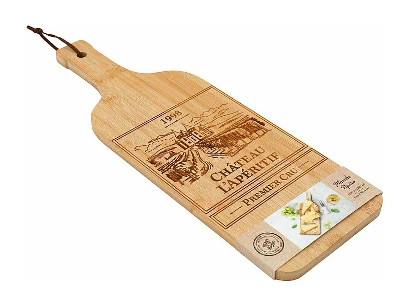 Planche apéro en bambou Bouteille de vin 50 cm