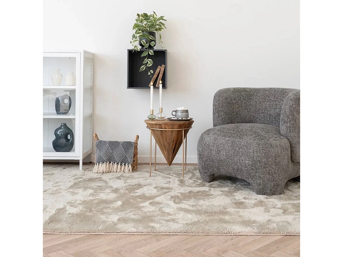 FATHIA - Plaid 130x180cm Bleu et Beige à Motifs Losanges