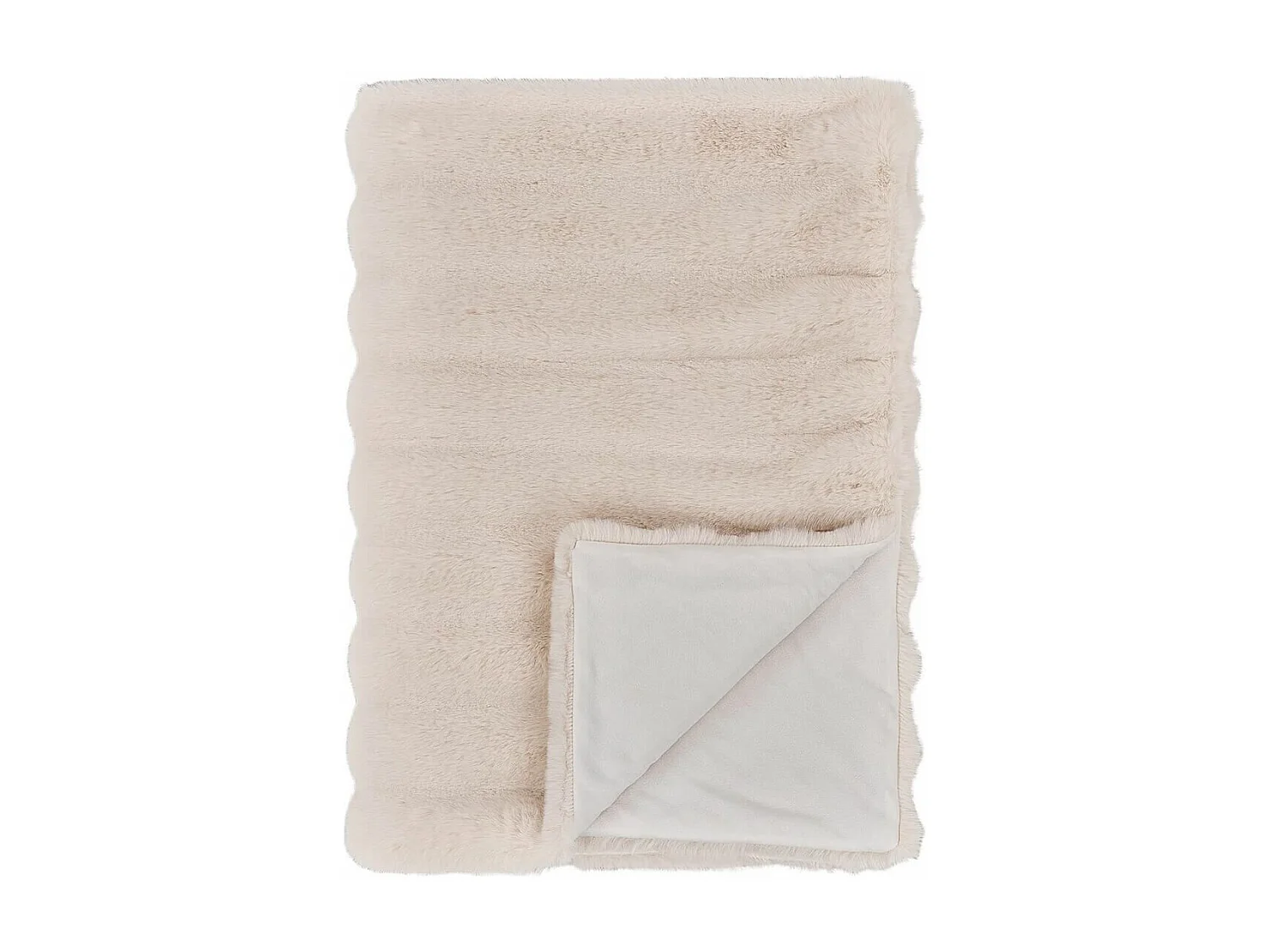 INGVAR - Plaid 130x180cm Fourrure synthétique Doublé Polyester Ivoire