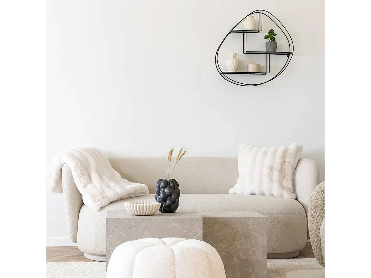 INGVAR - Plaid 130x180cm Fourrure synthétique Doublé Polyester Ivoire