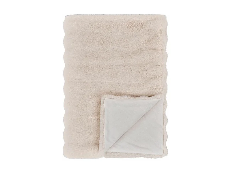 INGVAR - Plaid 130x180cm Fourrure synthétique Doublé Polyester Ivoire