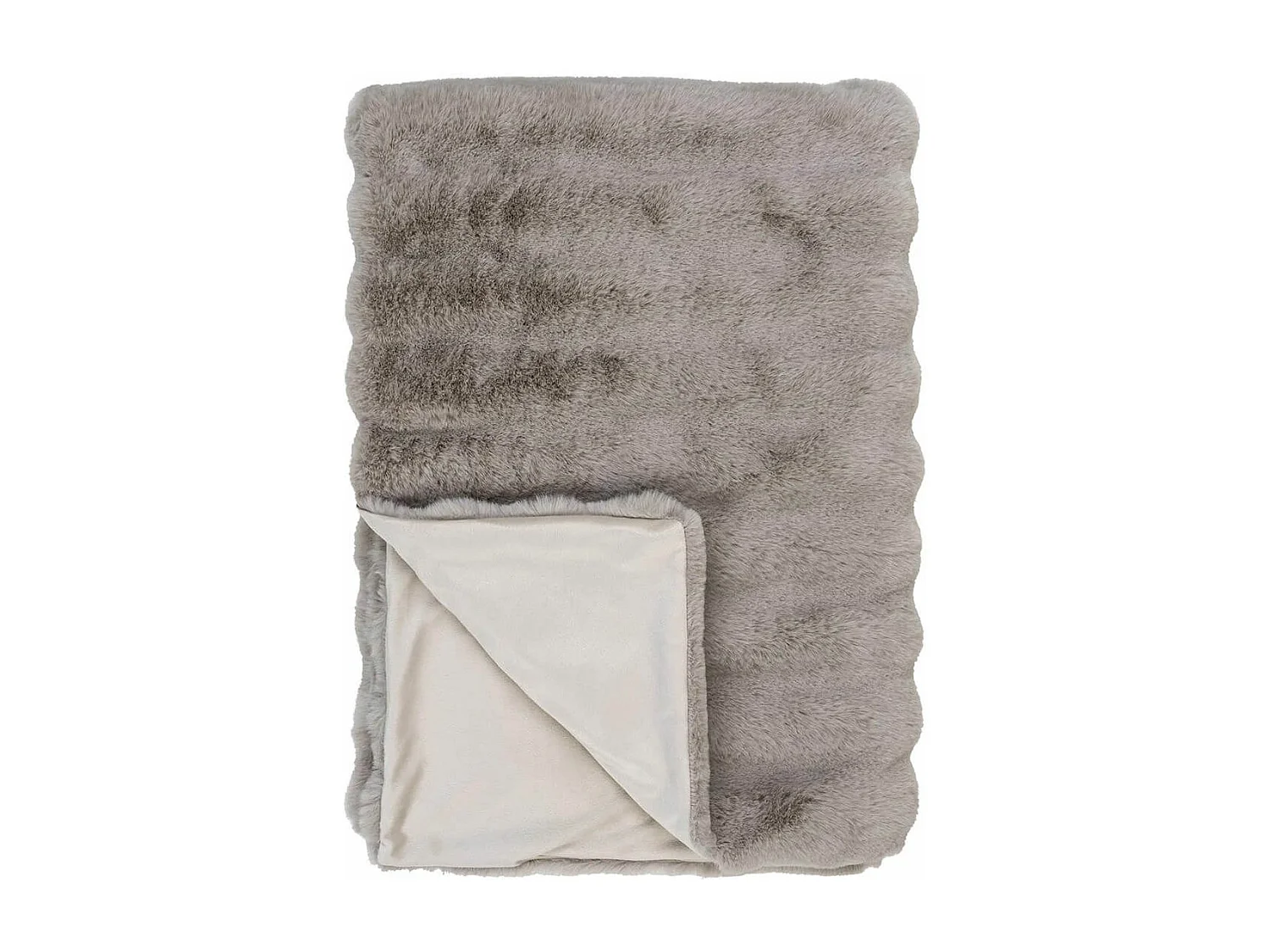 INGVAR - Plaid 130x180cm Fourrure synthétique Doublé Polyester Beige