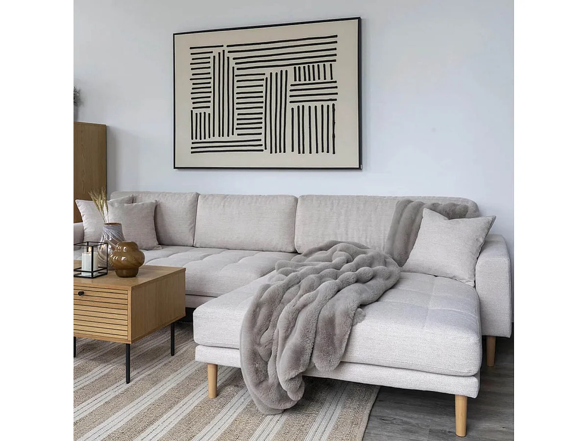 INGVAR - Plaid 130x180cm Fourrure synthétique Doublé Polyester Beige