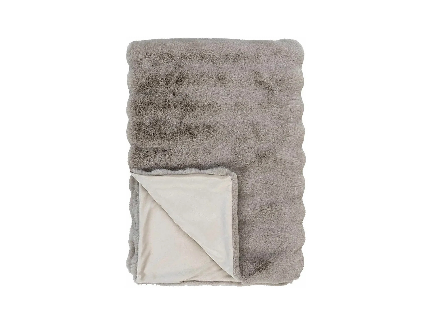 INGVAR - Plaid 130x180cm Fourrure synthétique Doublé Polyester Beige