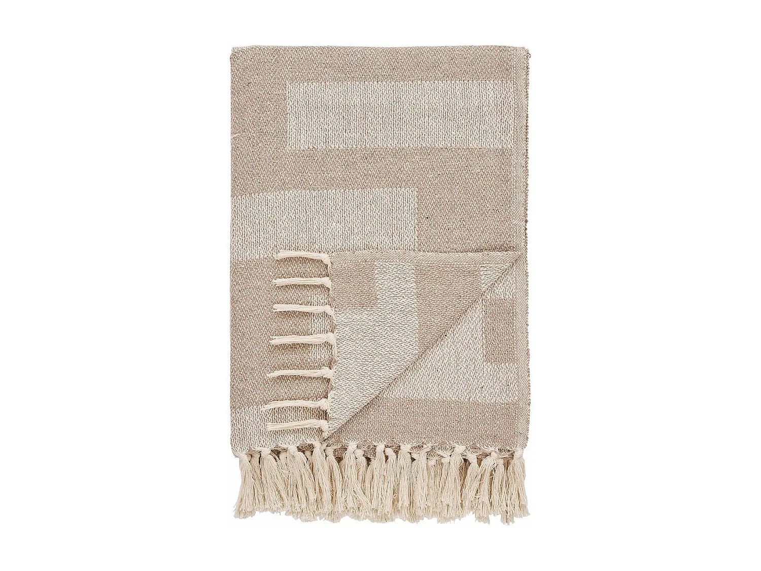 IMANE - Plaid 130x180cm Taupe et Beige à Motifs Géométriques