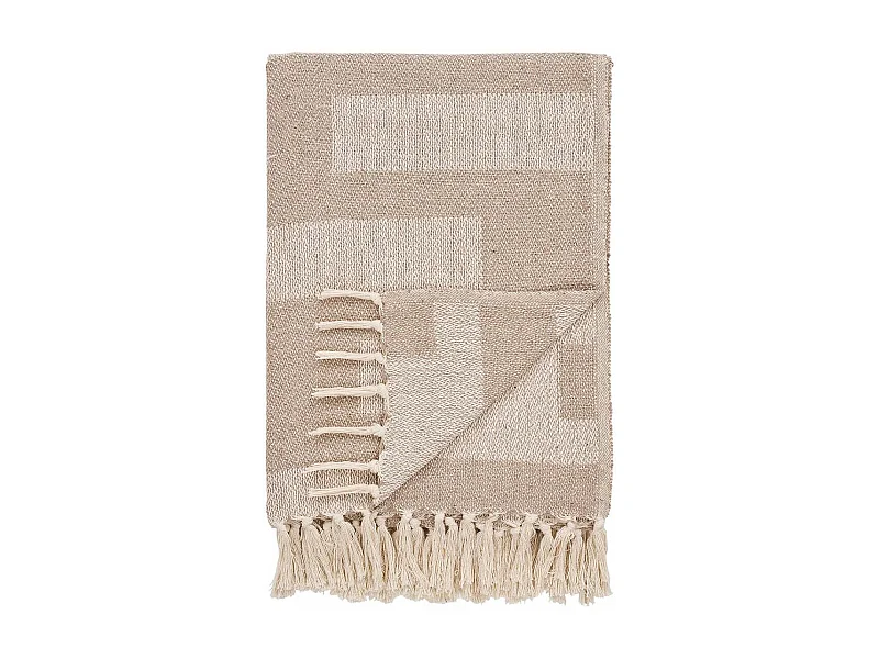 IMANE - Plaid 130x180cm Taupe et Beige à Motifs Géométriques