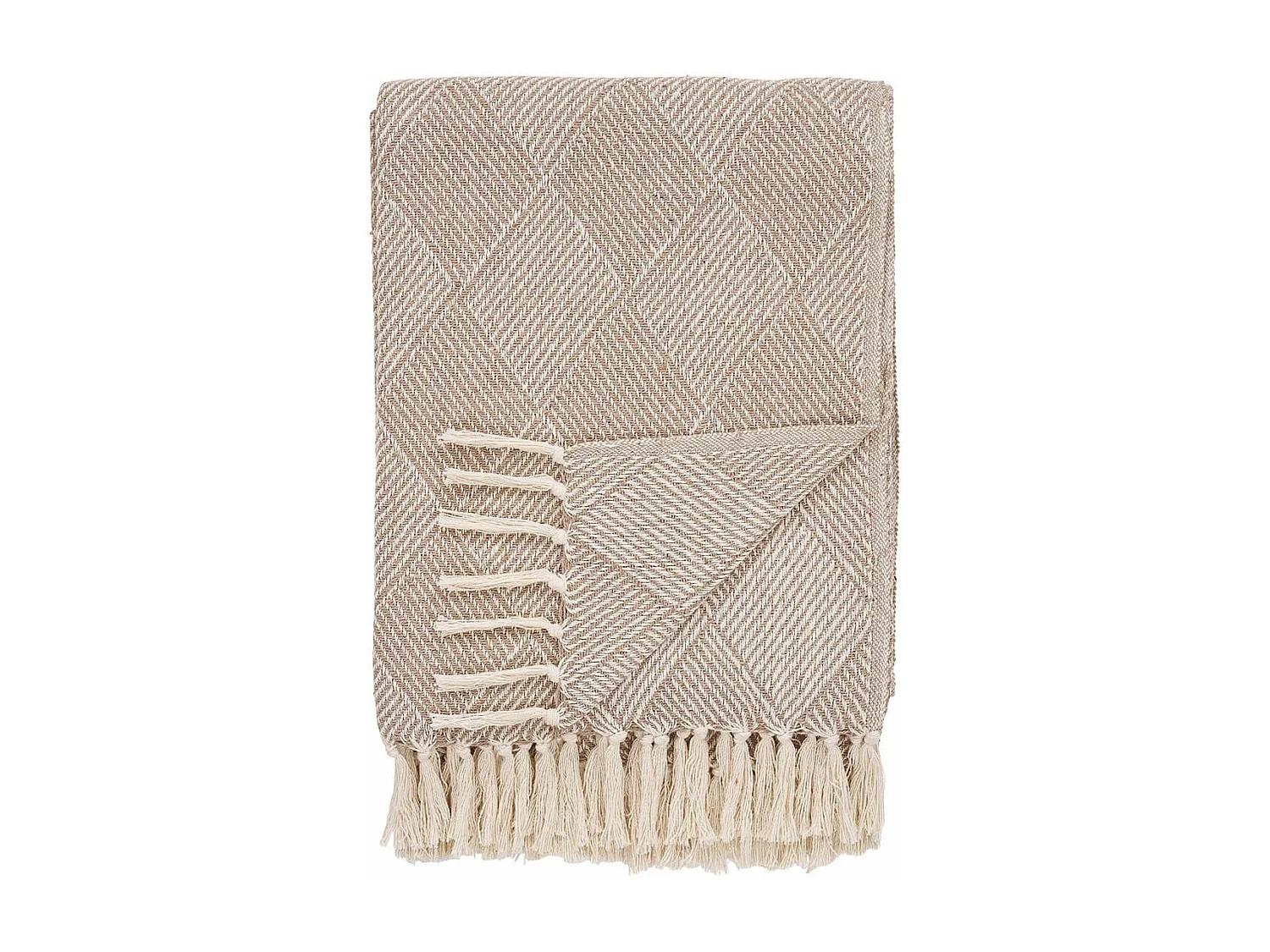 FATHIA - Plaid 130x180cm Taupe et Beige à Motifs Losanges