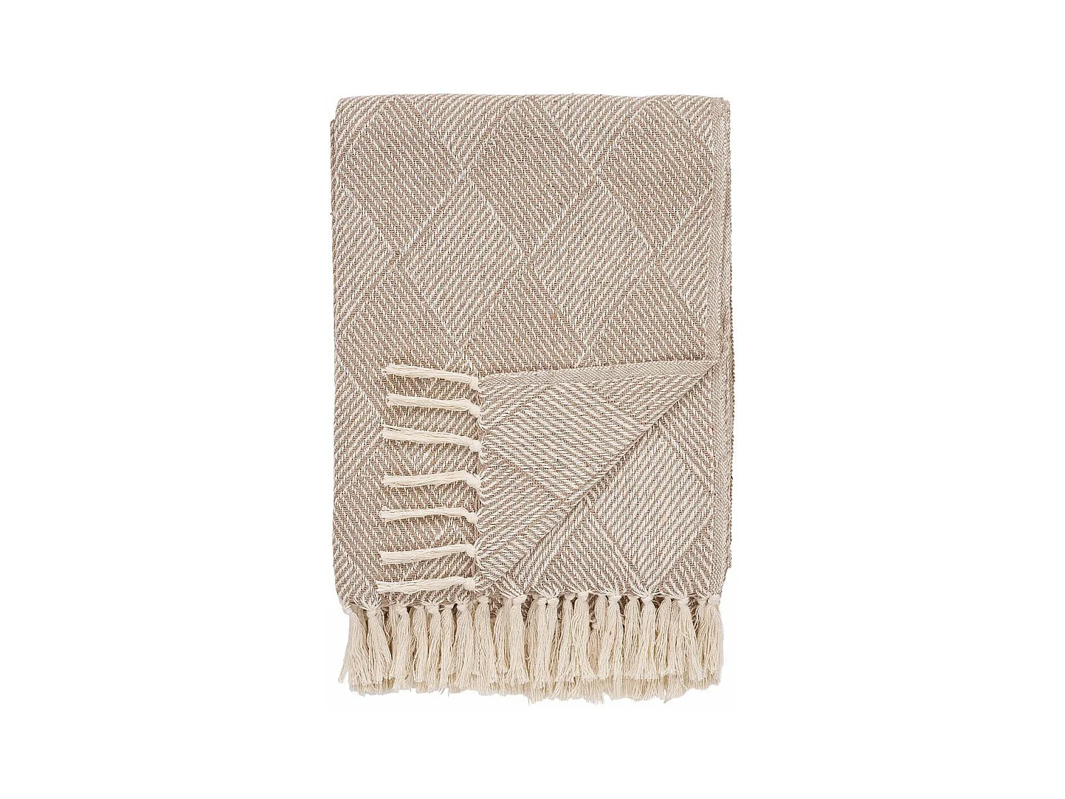 FATHIA - Plaid 130x180cm Taupe et Beige à Motifs Losanges