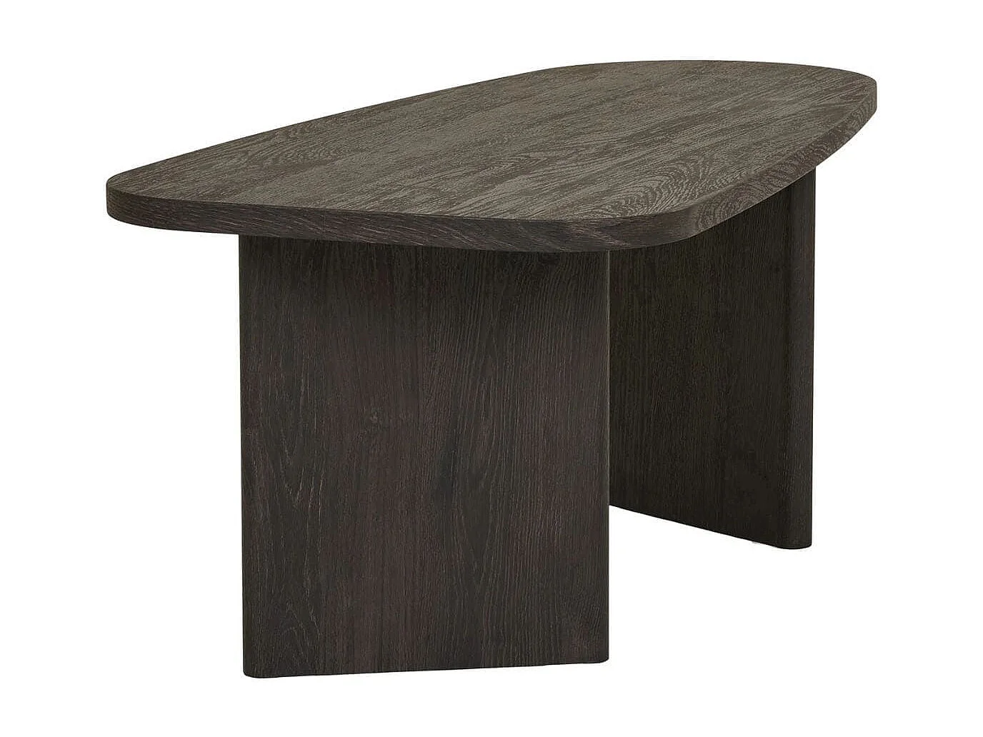 VALENTIANE - Table Basse en MDF Aspect Bois Foncé Pieds Asymétriques