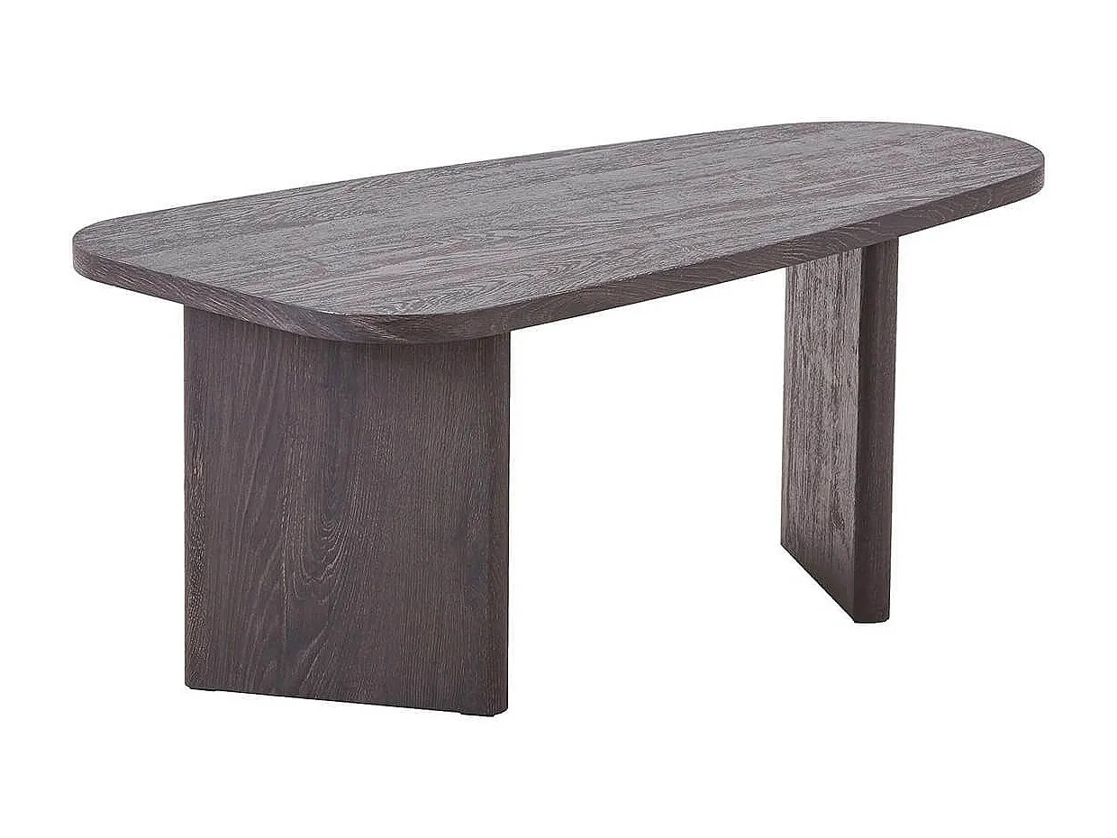 VALENTIANE - Table Basse en MDF Aspect Bois Foncé Pieds Asymétriques