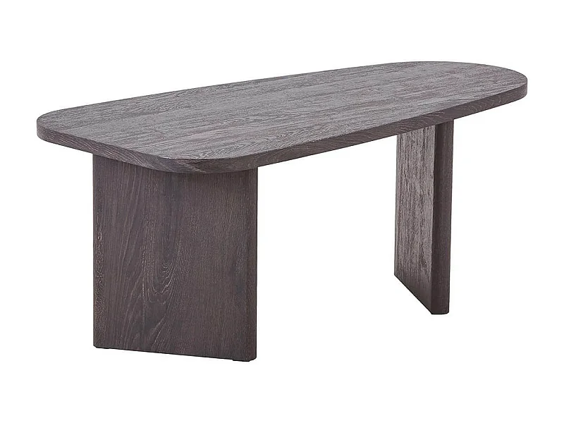 VALENTIANE - Table Basse en MDF Aspect Bois Foncé Pieds Asymétriques