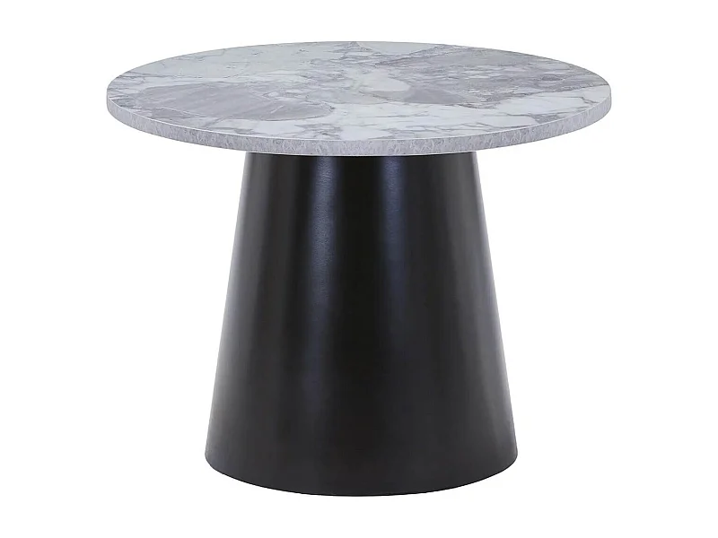 KOELA - Table Basse Plateau MDF Aspect Marbre Pied central Conique en Métal