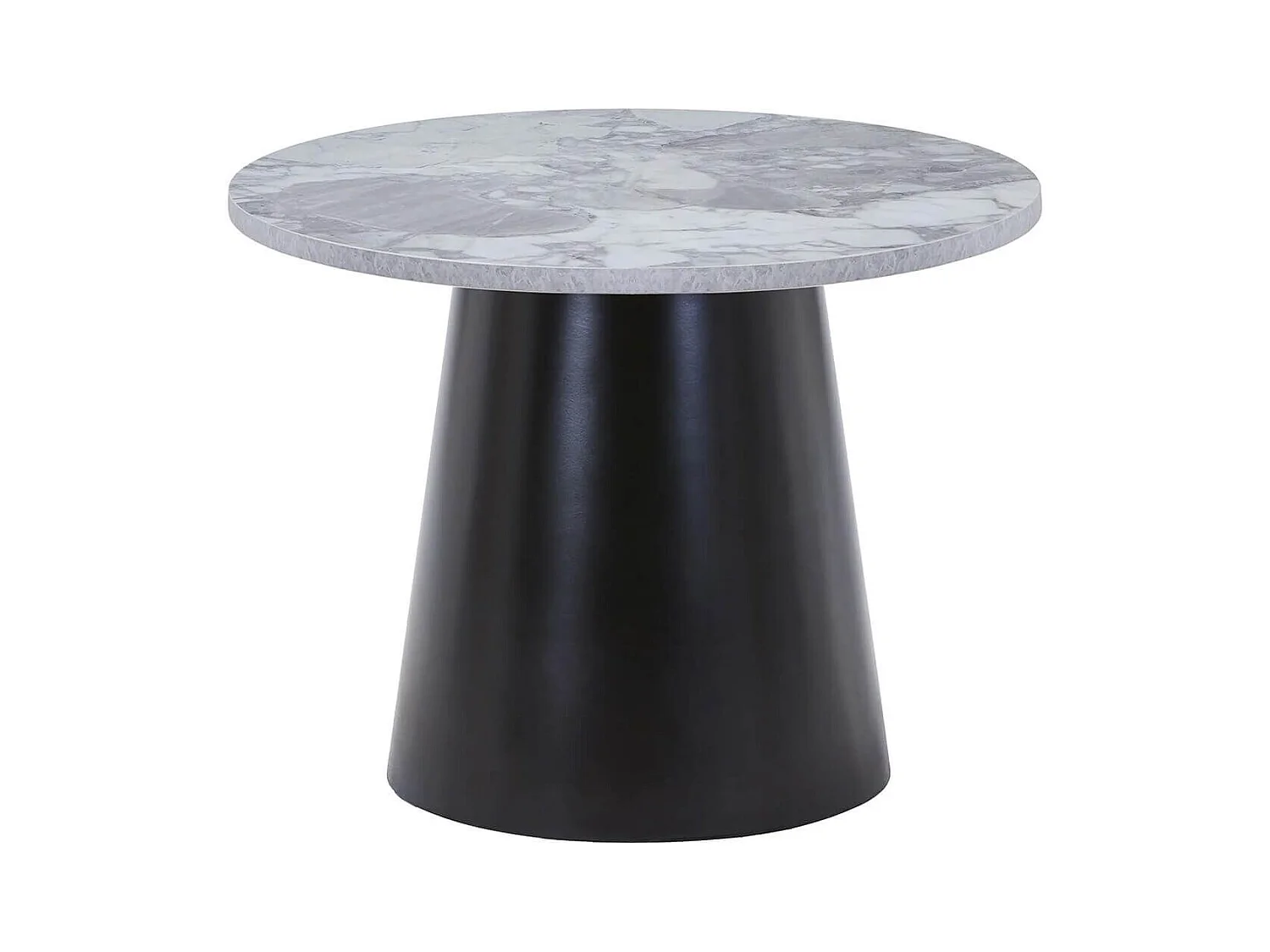 KOELA - Table Basse Plateau MDF Aspect Marbre Pied central Conique en Métal
