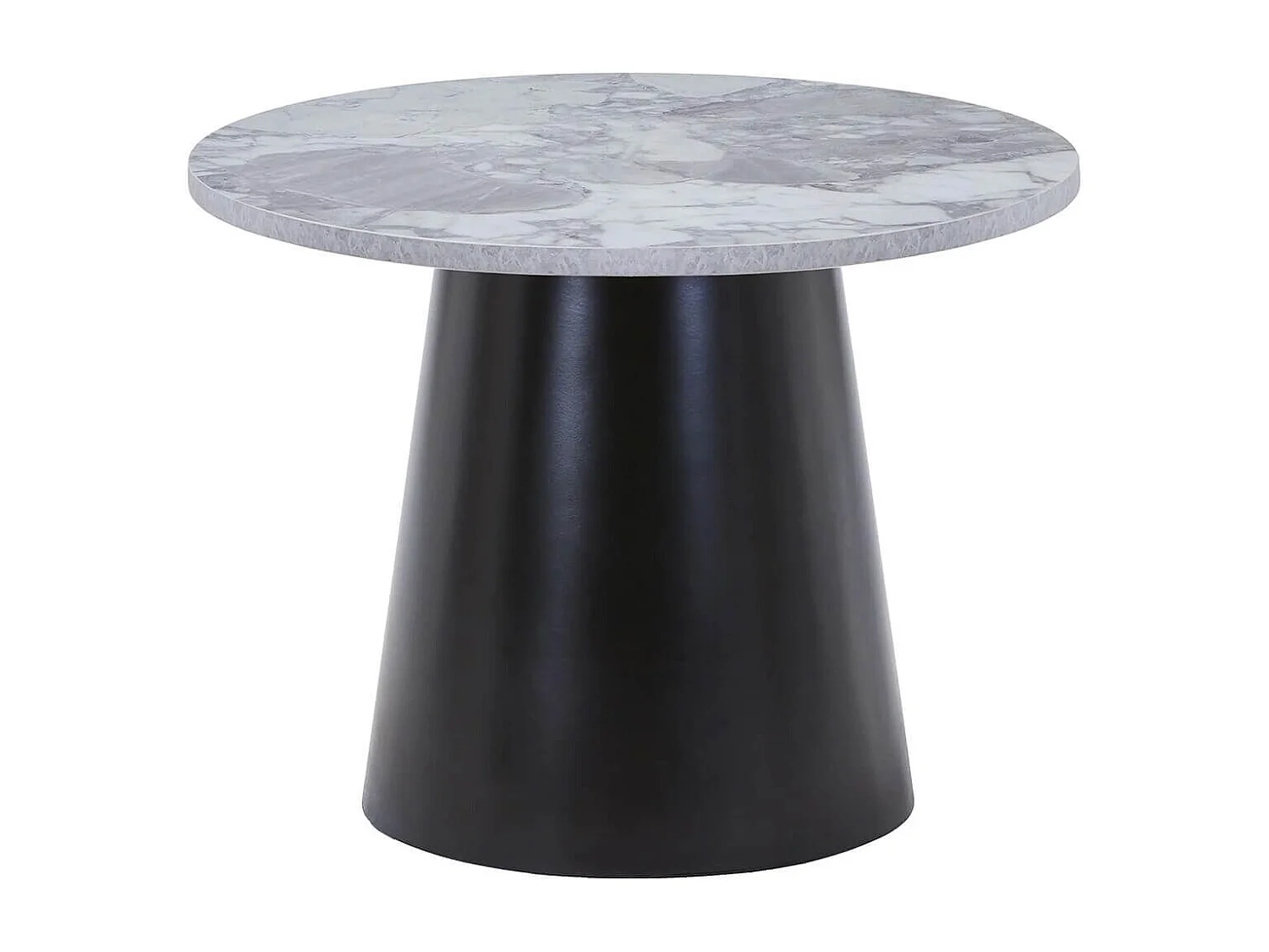 KOELA - Table Basse Plateau MDF Aspect Marbre Pied central Conique en Métal