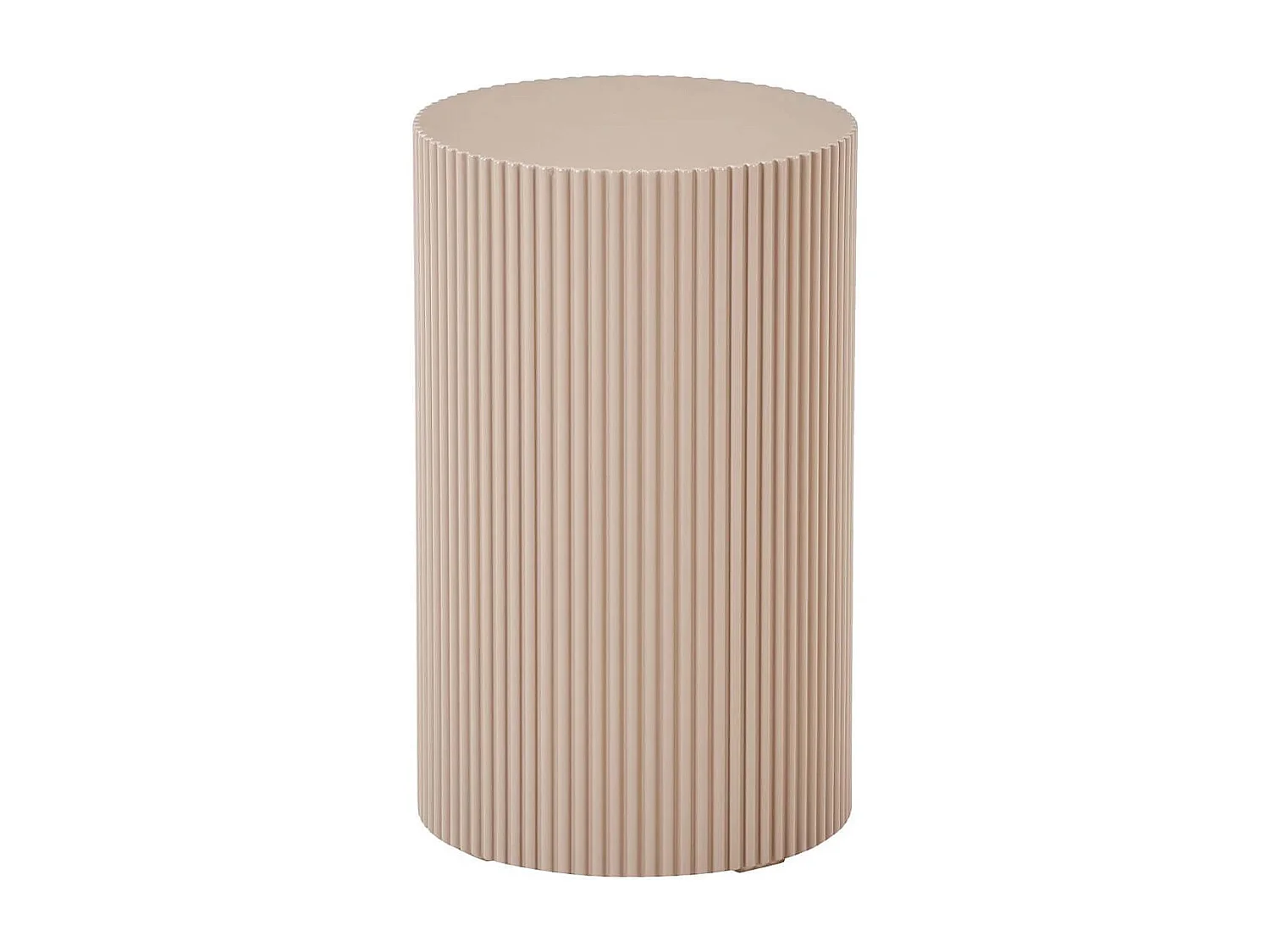 MADIGAN - Bout de canapé Cylindrique Strillé en MDF Strillé Beige