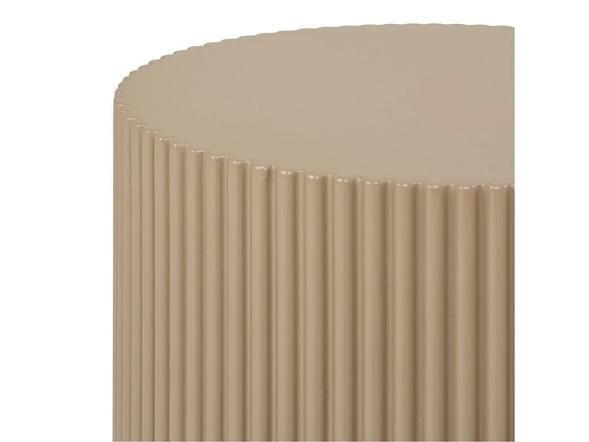 MADIGAN - Bout de canapé Cylindrique Strillé en MDF Strillé Beige