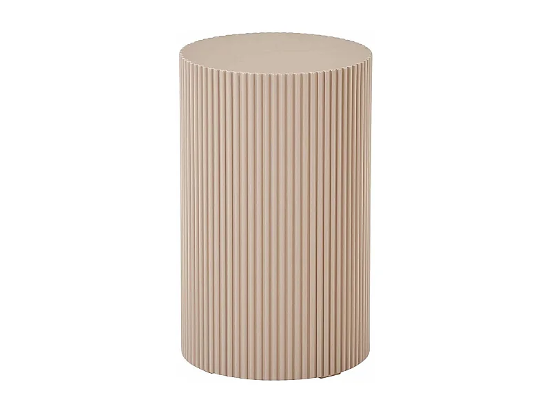 MADIGAN - Bout de canapé Cylindrique Strillé en MDF Strillé Beige