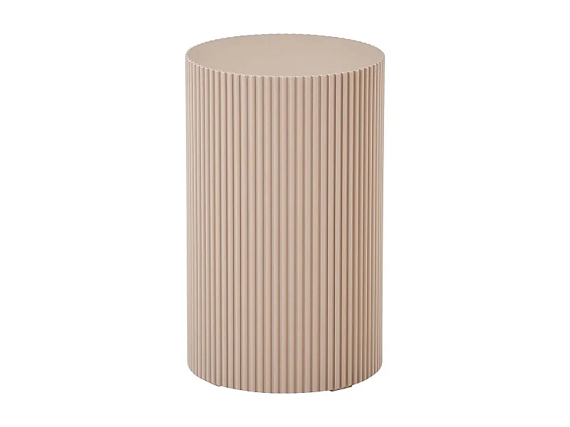 MADIGAN - Bout de canapé Cylindrique Strillé en MDF Strillé Beige