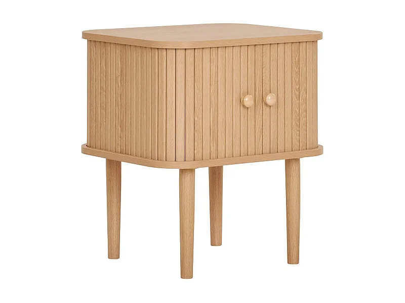 ERIKA - Bout de canapé 2 portes coulissantes en MDF et Pin Naturel