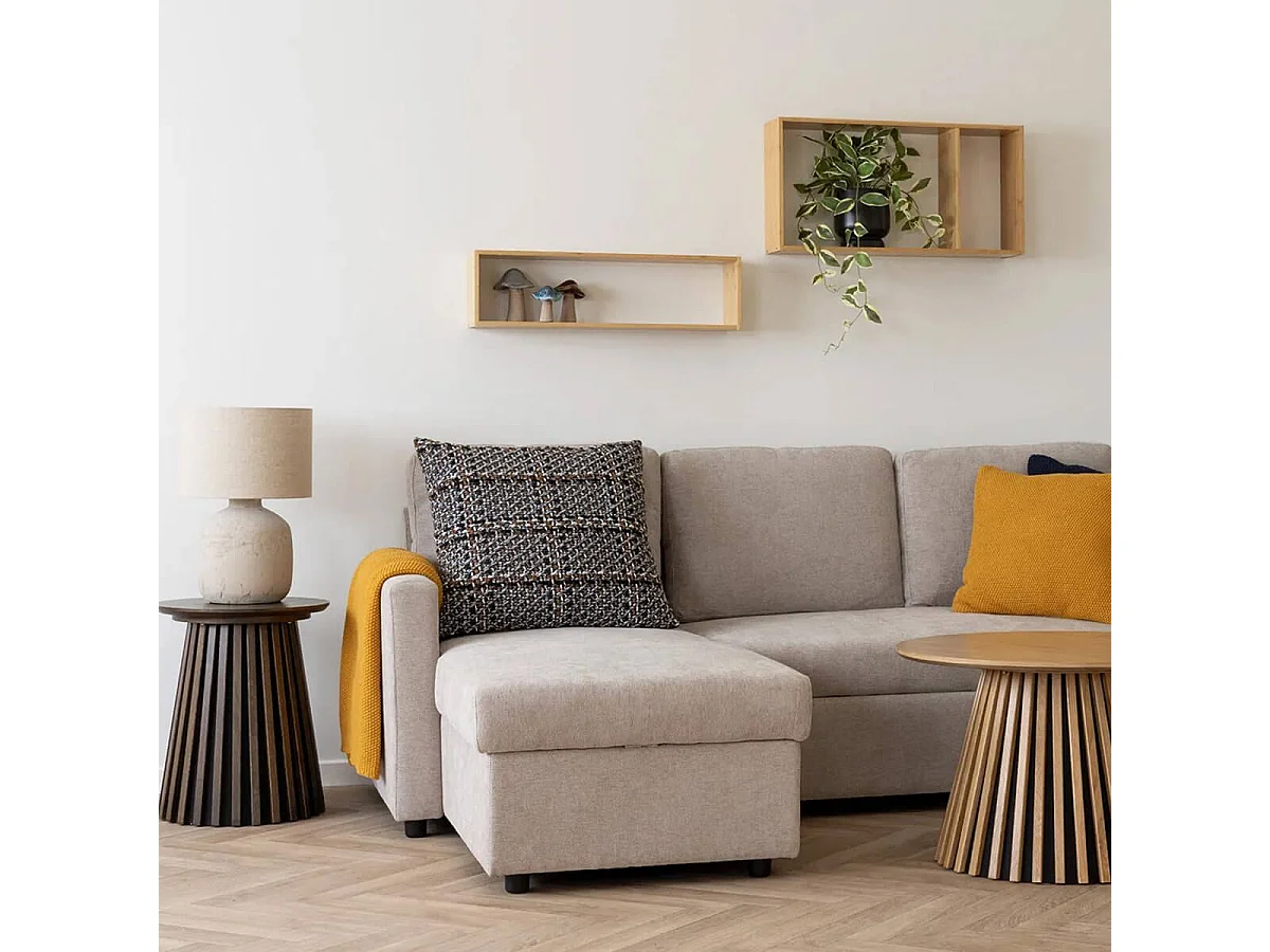 LOUANE - Etagère Murale Rectagulaire Simple en Bambou Naturel