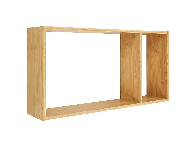 LOUANE - Etagère Murale Rectagulaire Double en Bambou Naturel