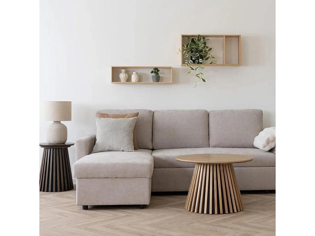 LOUANE - Etagère Murale Rectagulaire Double en Bambou Naturel