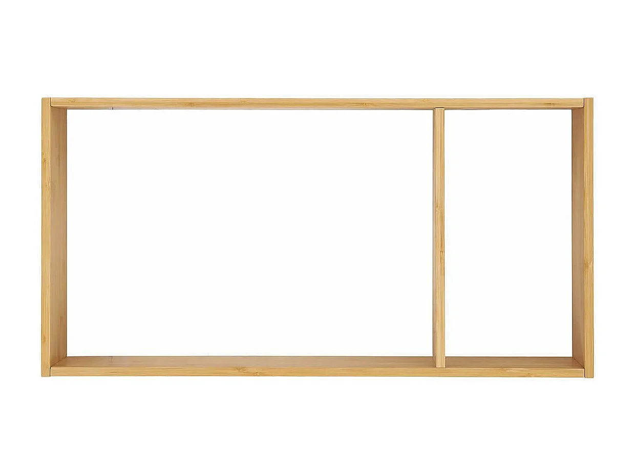 LOUANE - Etagère Murale Rectagulaire Double en Bambou Naturel