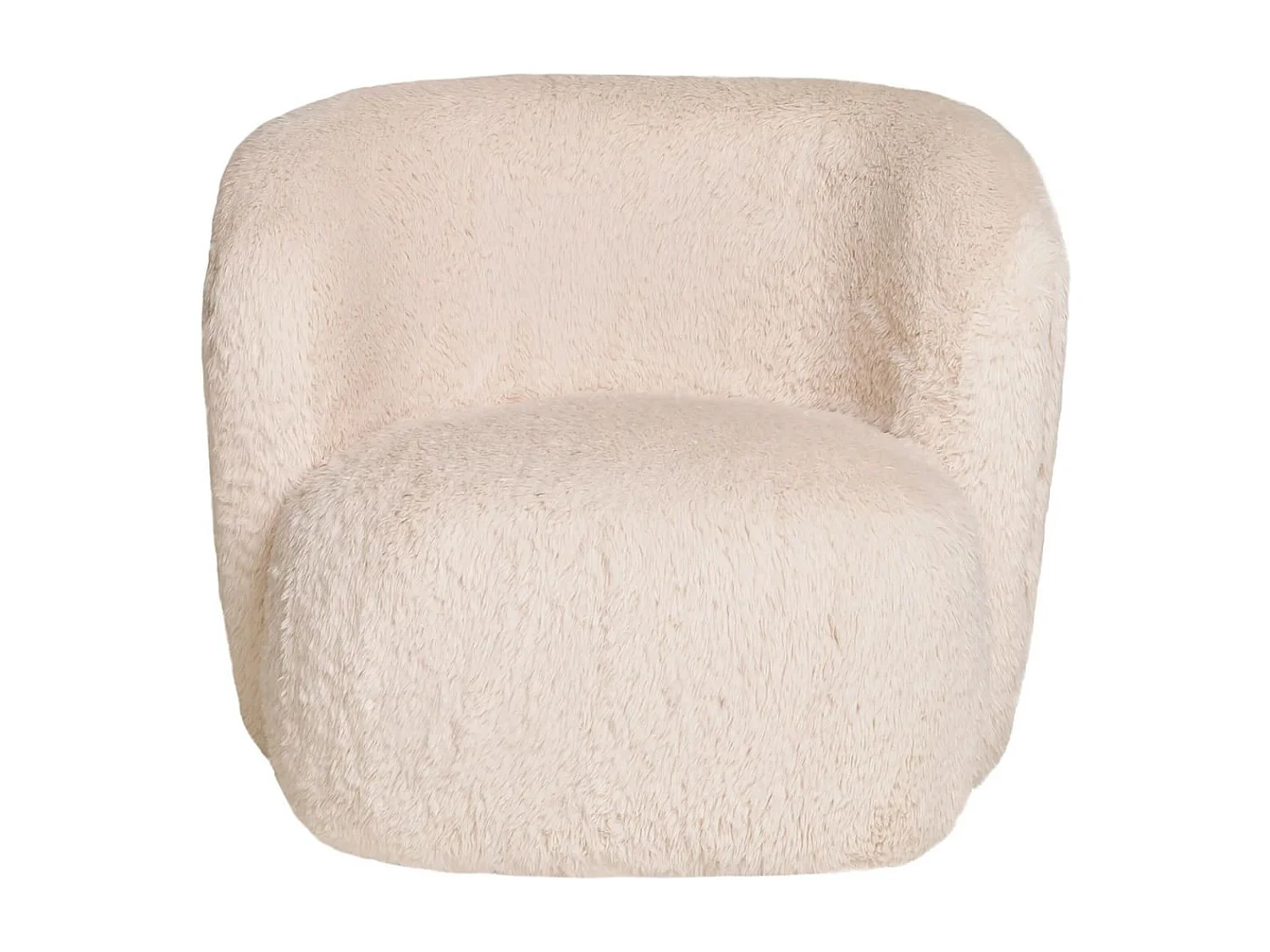 DANIEL - Fauteuil Crapaud Design Tissu Fausse Fourrure Ivoire