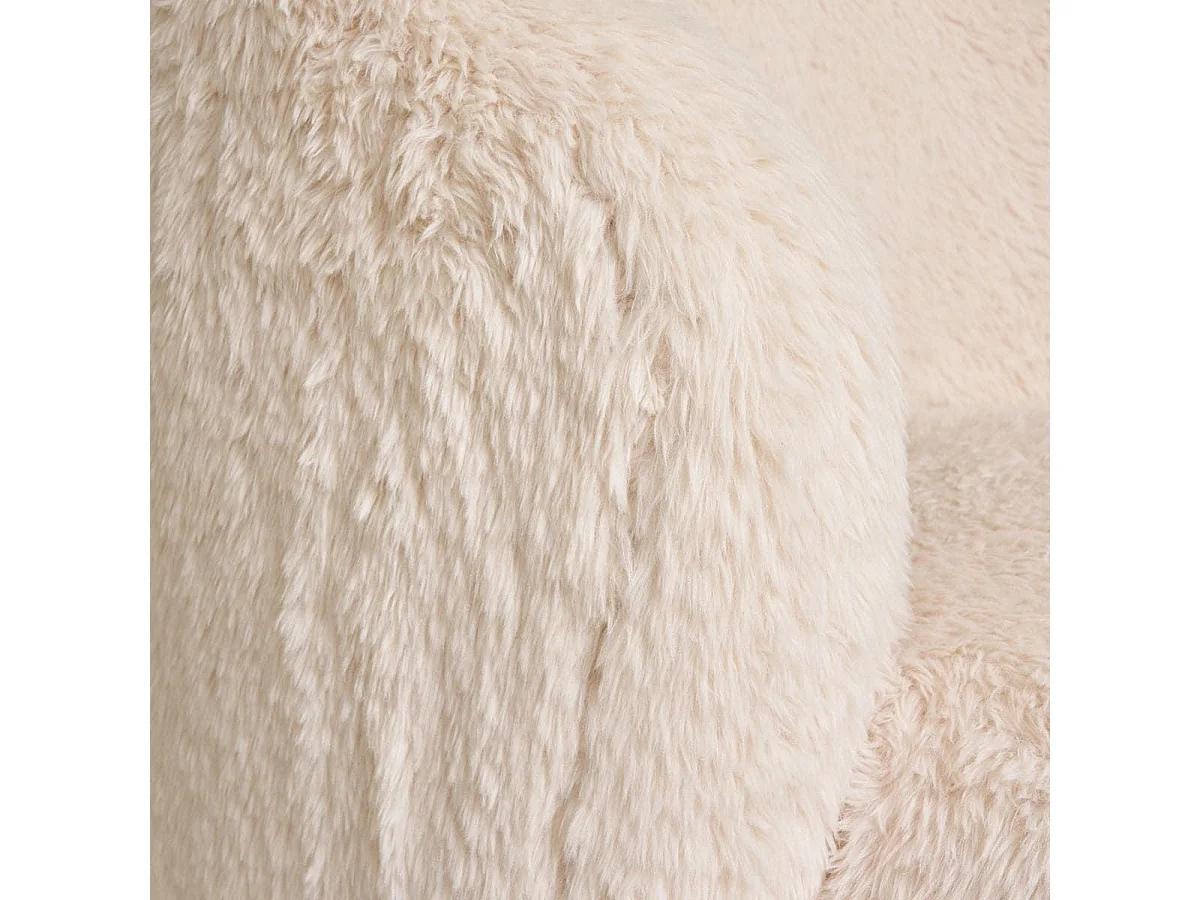 DANIEL - Fauteuil Crapaud Design Tissu Fausse Fourrure Ivoire