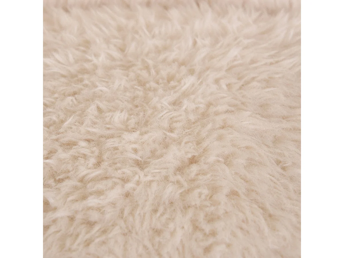 DANIEL - Fauteuil Crapaud Design Tissu Fausse Fourrure Ivoire