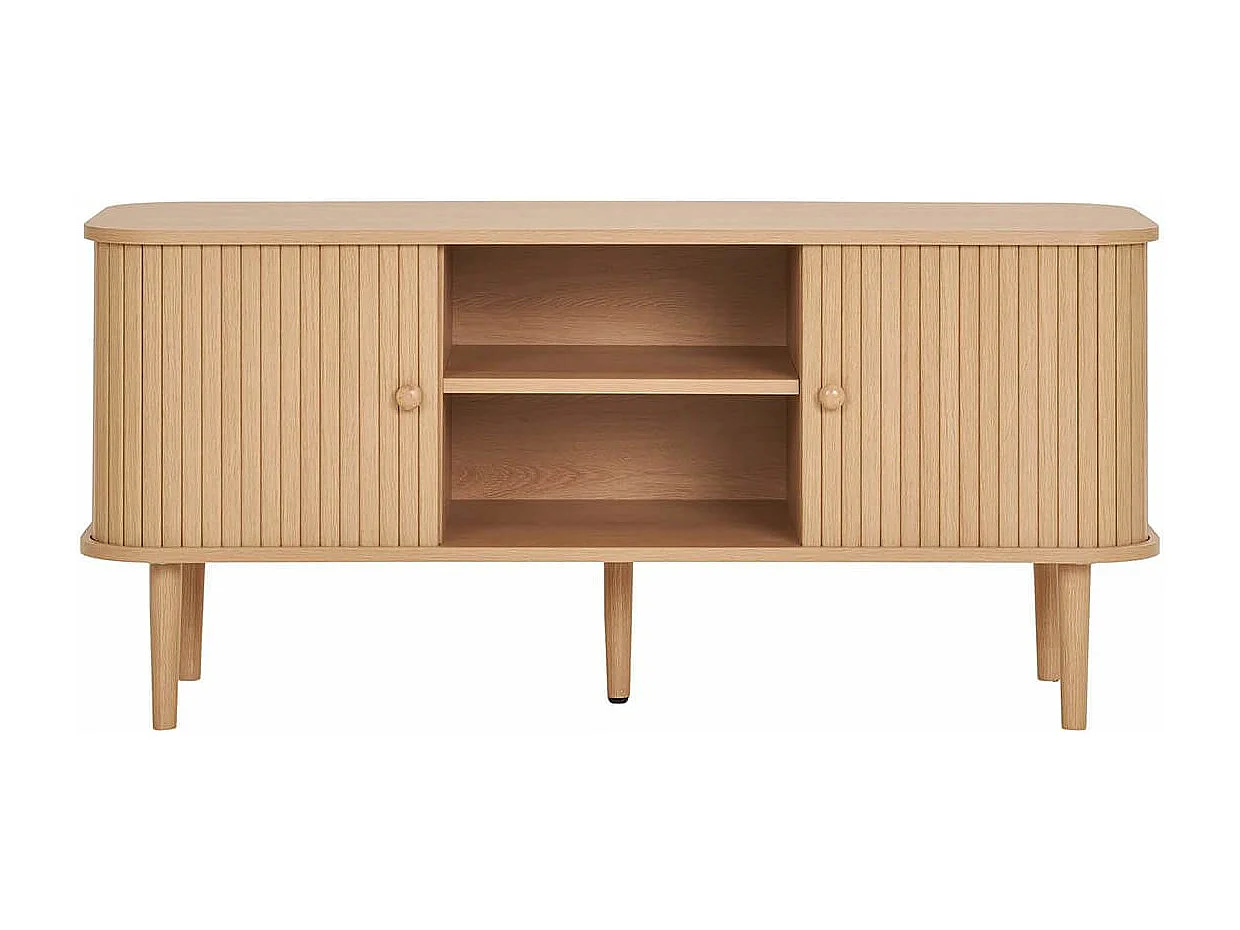 ERIKA - Meuble TV 2 portes coulissantes en MDF et Pin Naturel