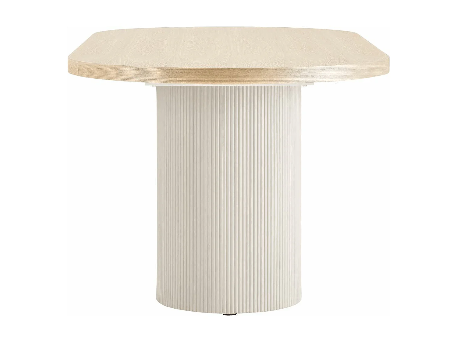 KOLAM - Table Repas 220cm en MDF Plaquage Frêne Pieds Laqué Beige Mat