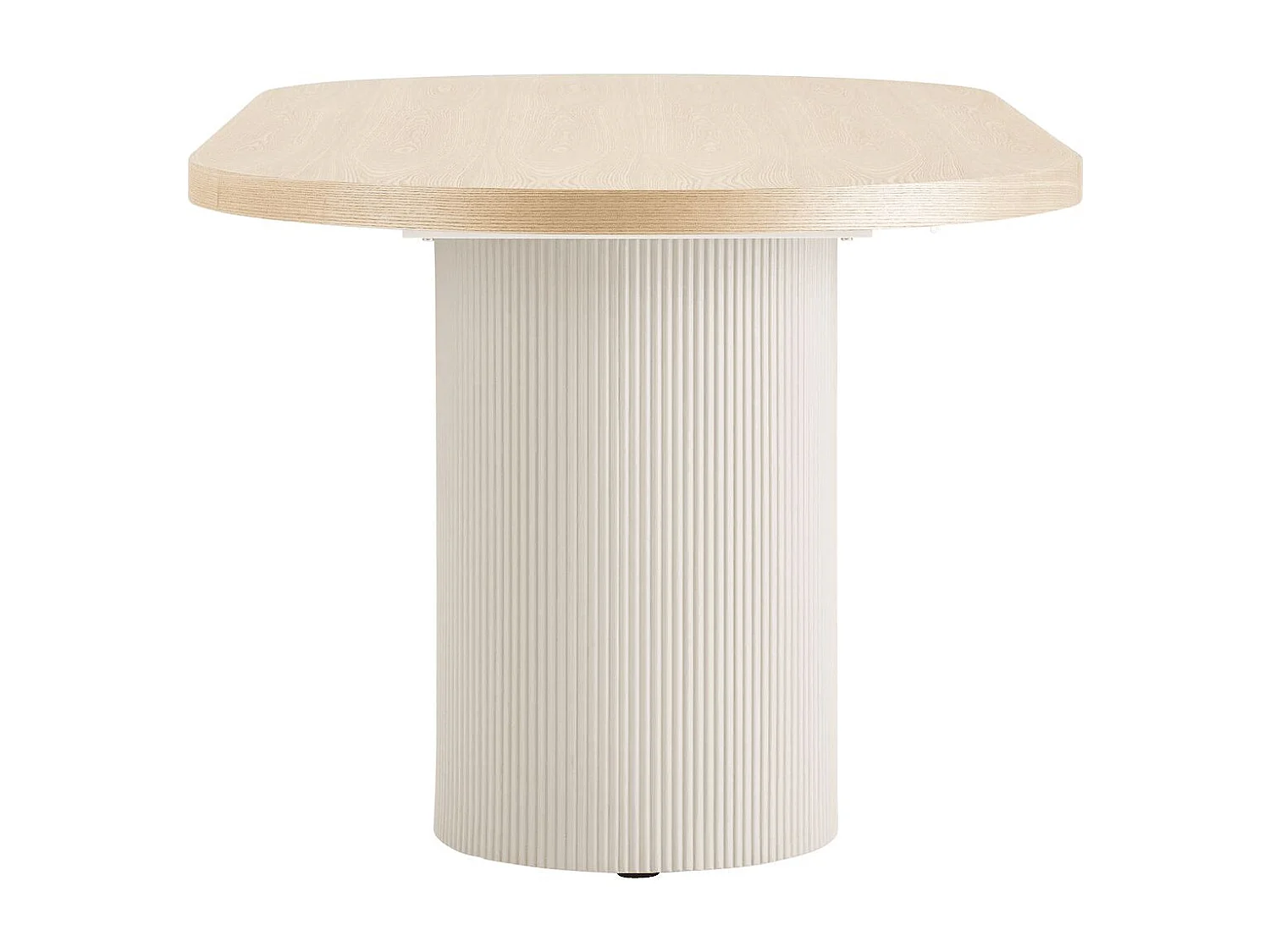 KOLAM - Table Repas 220cm en MDF Plaquage Frêne Pieds Laqué Beige Mat