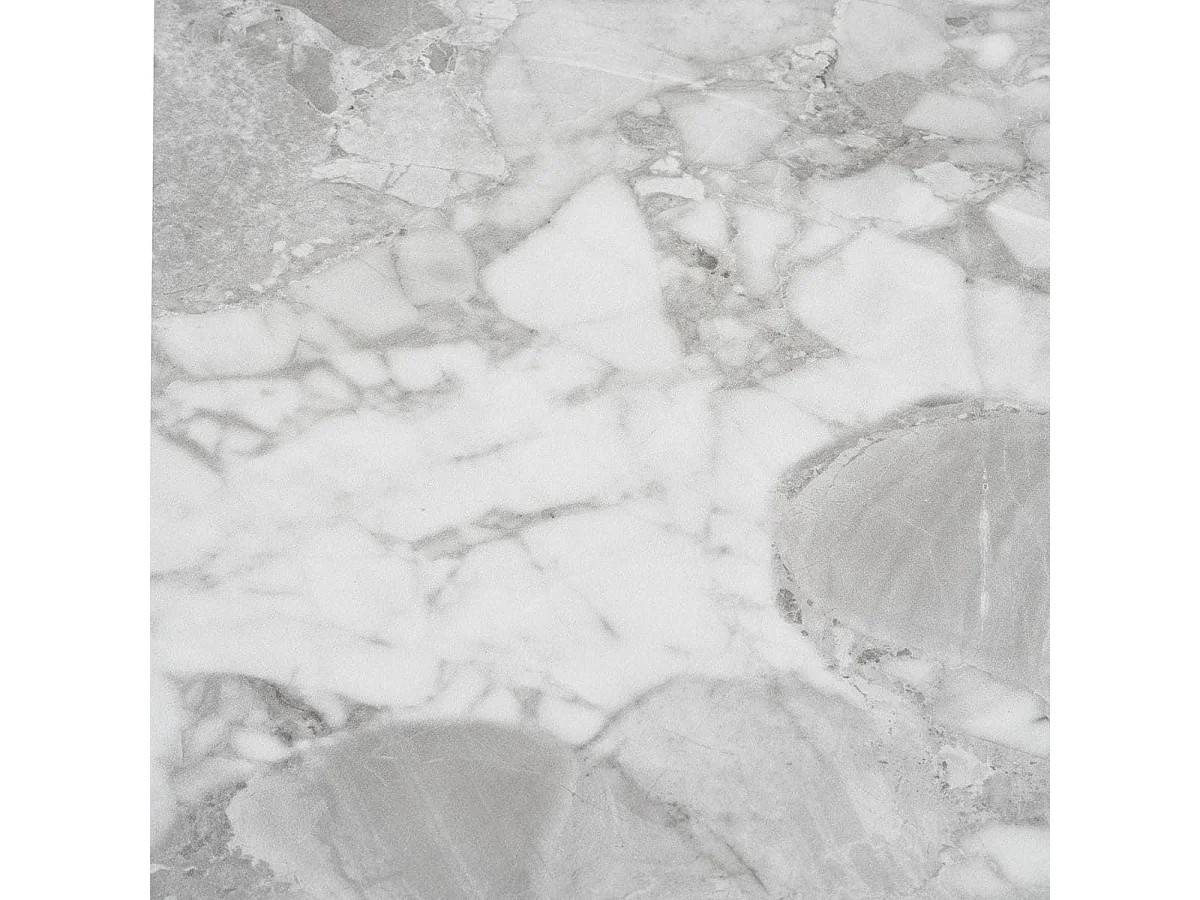 KOELA - Table Repas Ø120cm Plateau MDF Aspect Marbre Pied central Conique en Métal