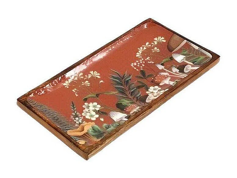 Plateau en manguier et émail Champignons