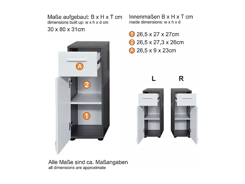 Mobile Bagno Line, Bianco, 30x80x31 cm, EPIKASA
