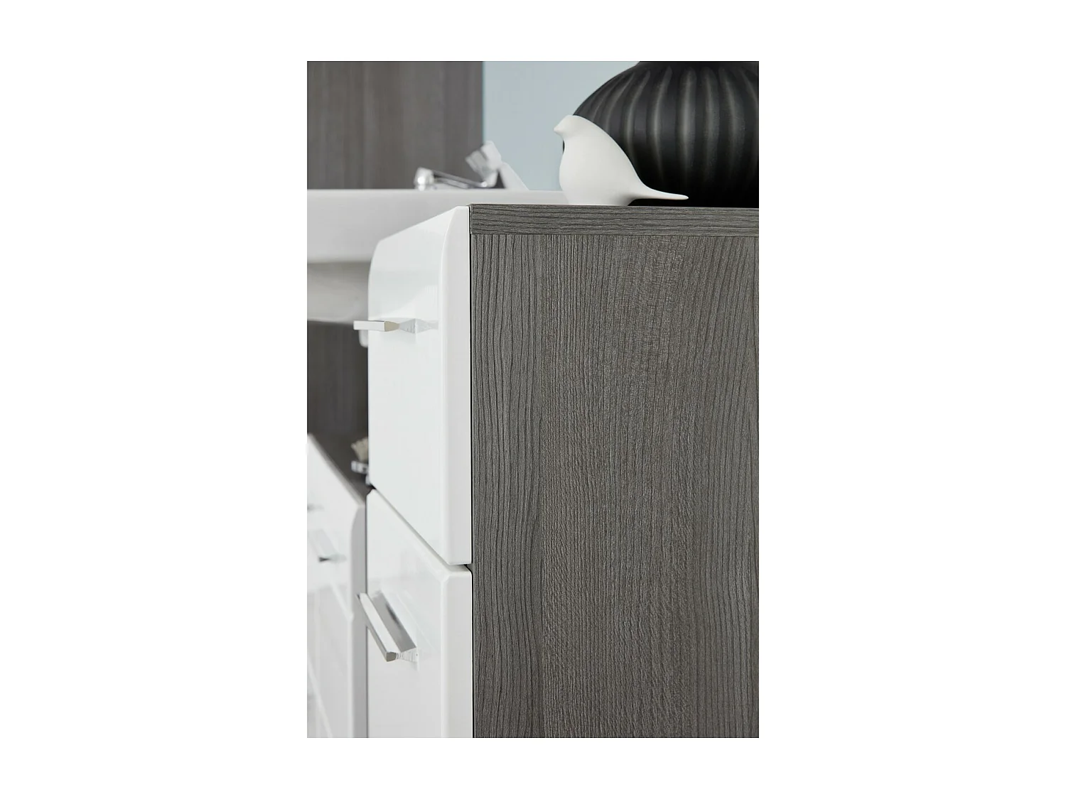 Meuble de Salle de Bain Line, Blanc, 30x31x80 cm, Seven Design