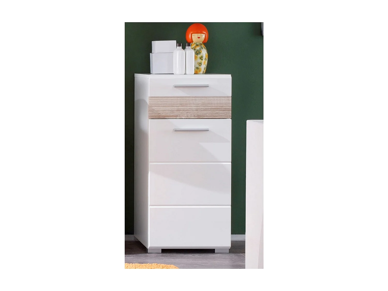 Mobile Bagno Mezzo 1, Bianco, 37x31x79 cm, Seven Design