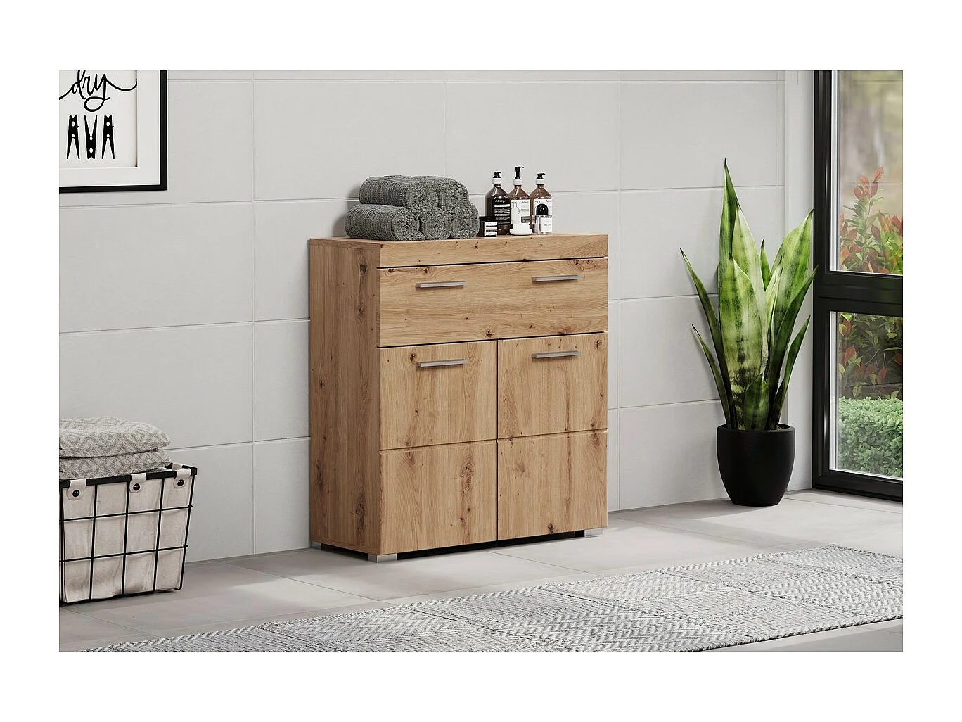 Meuble de Salle de Bain Amanda, Marron, 73x31x79 cm, Seven Design