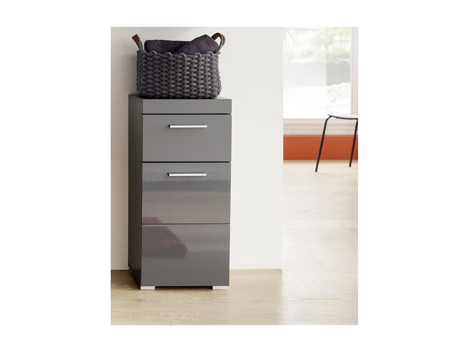 Meuble de Salle de Bain Amanda, Gris, 37x31x79 cm, Seven Design