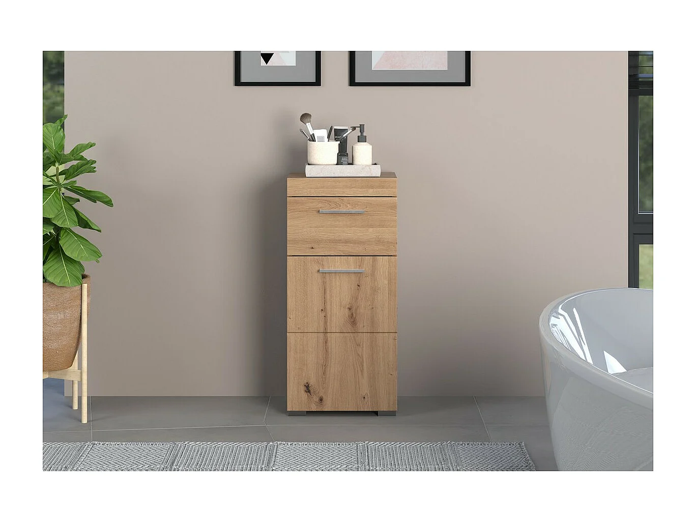 Meuble de Salle de Bain Amanda, Marron, 37x31x79 cm, Seven Design