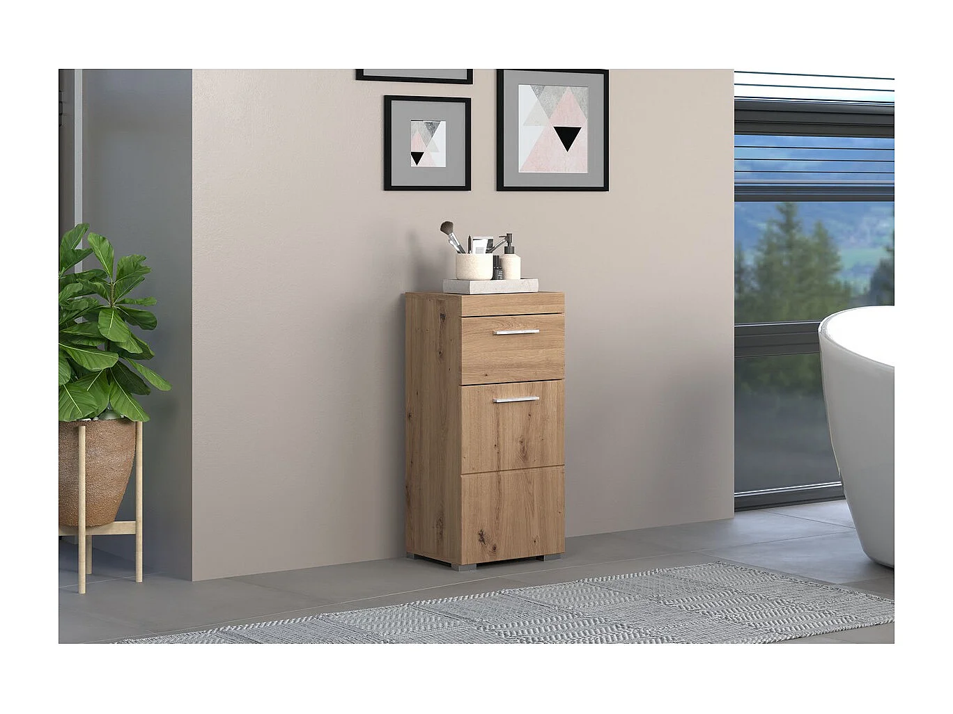 Meuble de Salle de Bain Amanda, Marron, 37x31x79 cm, Seven Design