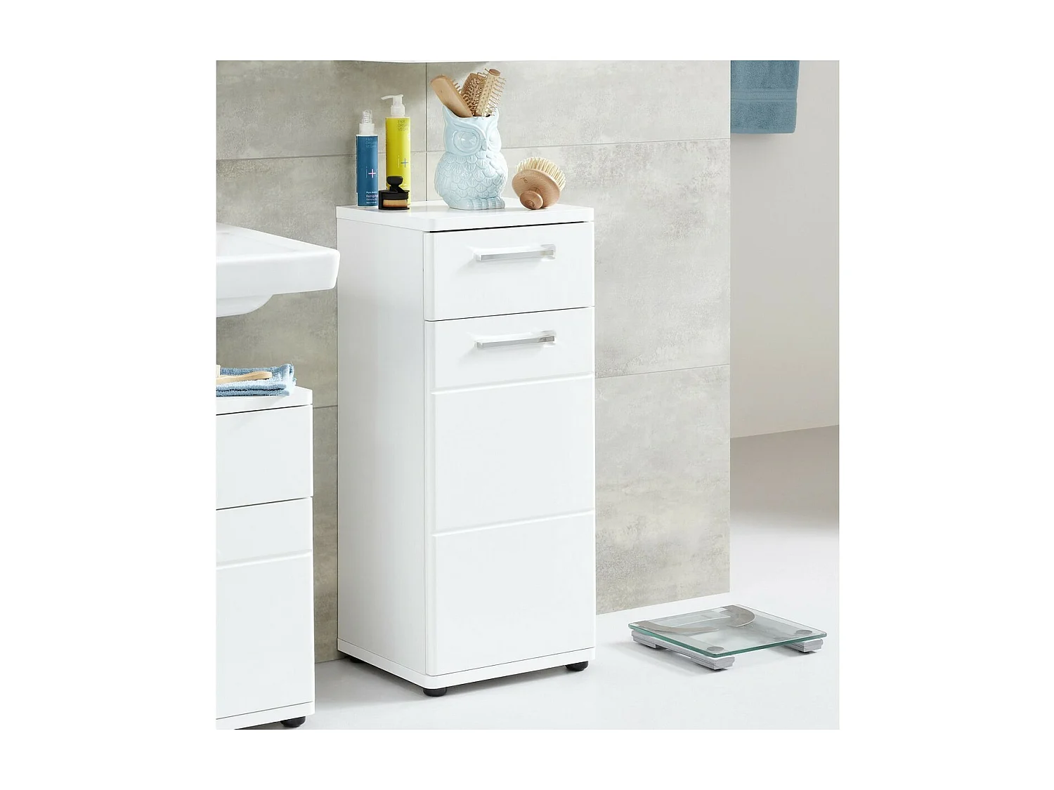 Meuble de Salle de Bain Monte, Blanc, 37x34x87 cm, Seven Design