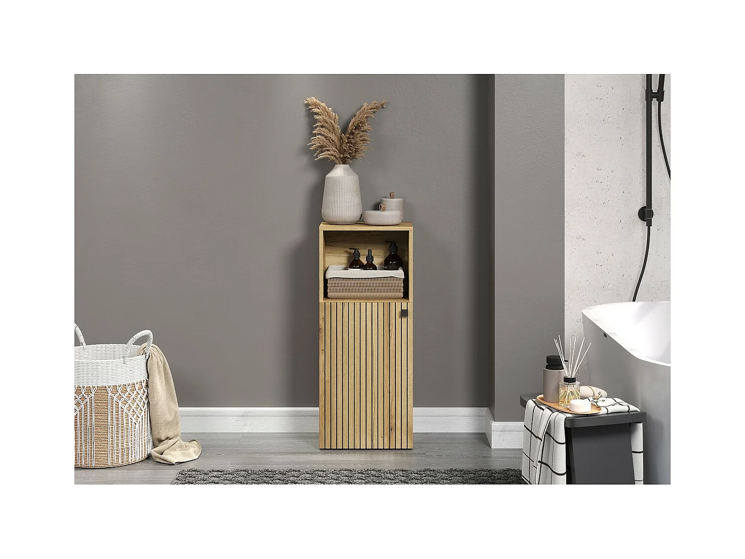 Meuble de Salle de Bain Pure, Marron, 40x31x95 cm, Seven Design