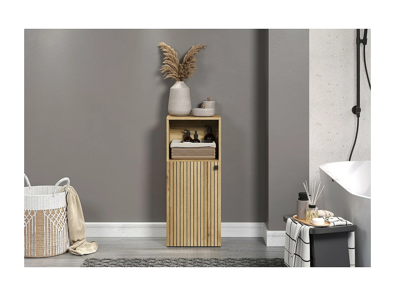 Meuble de Salle de Bain Pure, Marron, 40x31x95 cm, Seven Design