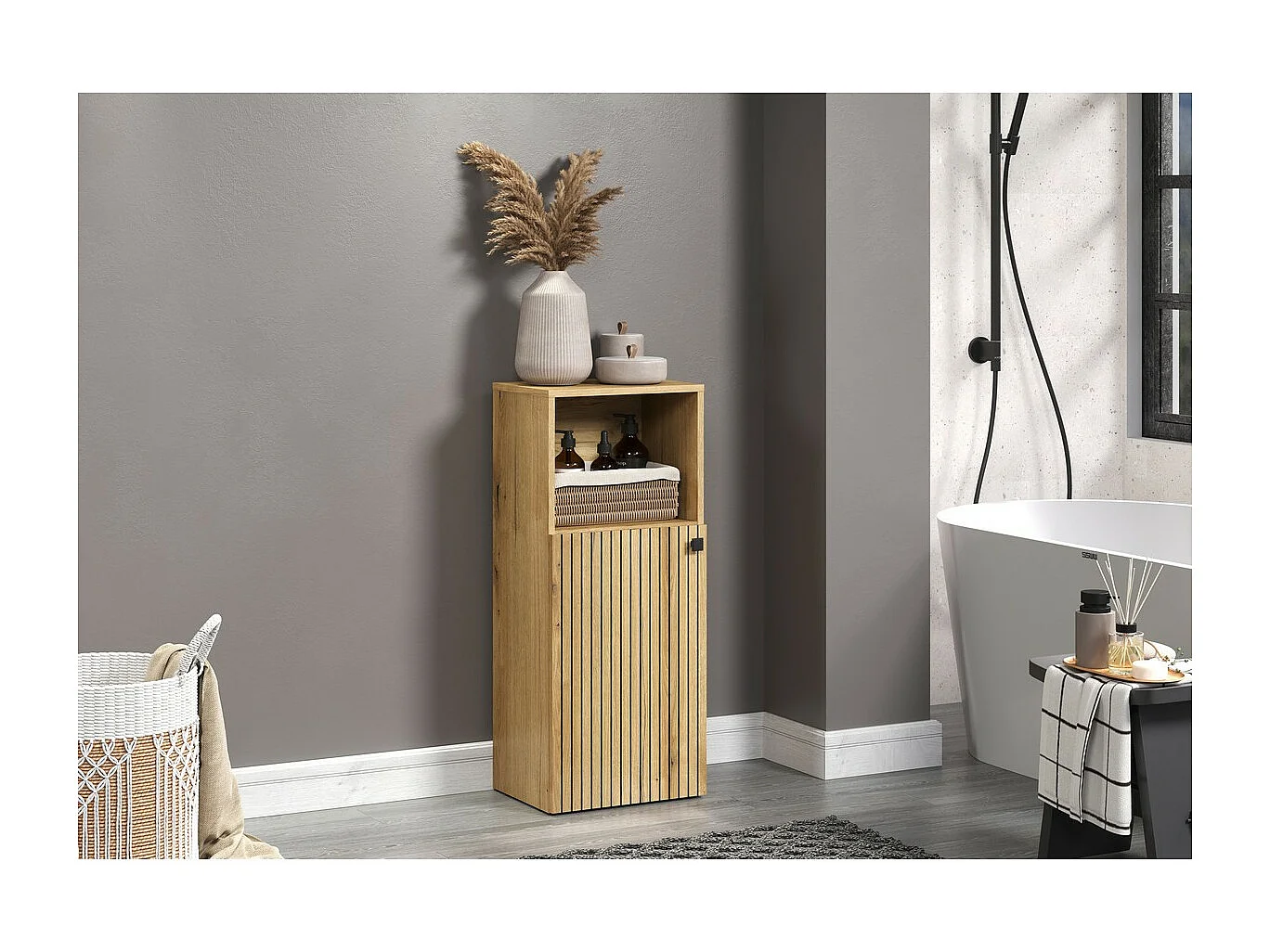 Meuble de Salle de Bain Pure, Marron, 40x31x95 cm, Seven Design